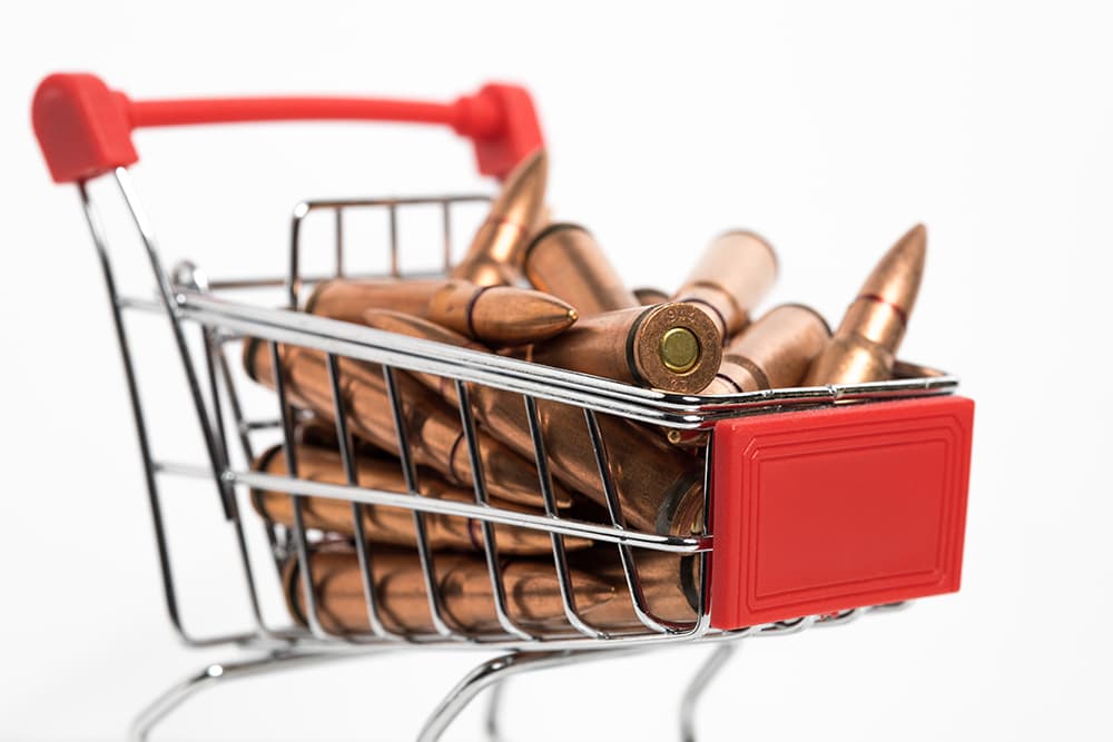 Ammunition in online shopping cart for firearm store